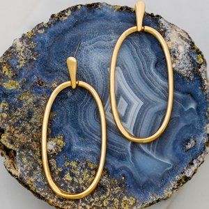 NEW Gold Skinny Oval Door Knocker Hoop Earrings